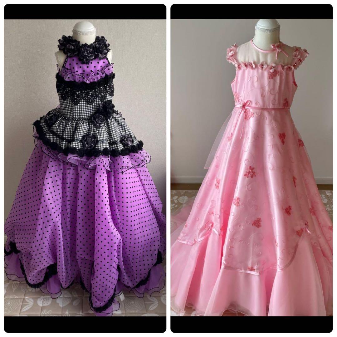 紫と黒のドレスとピンクのドレスセット