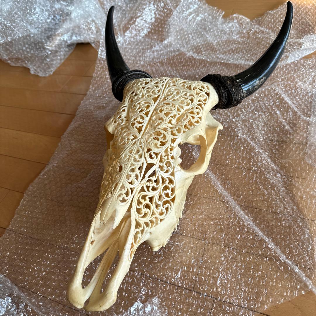 値下げしました！バッファロースカル　牛頭蓋骨　壁掛け彫像　カウボーイ　アメカジ