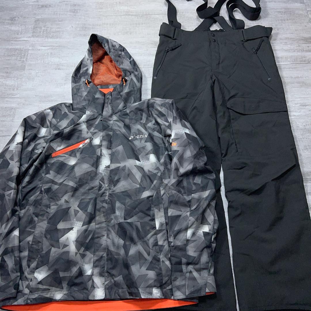 美品★ phenix フェニックス スキーウェア メンズO 総柄 黒 近年モデル