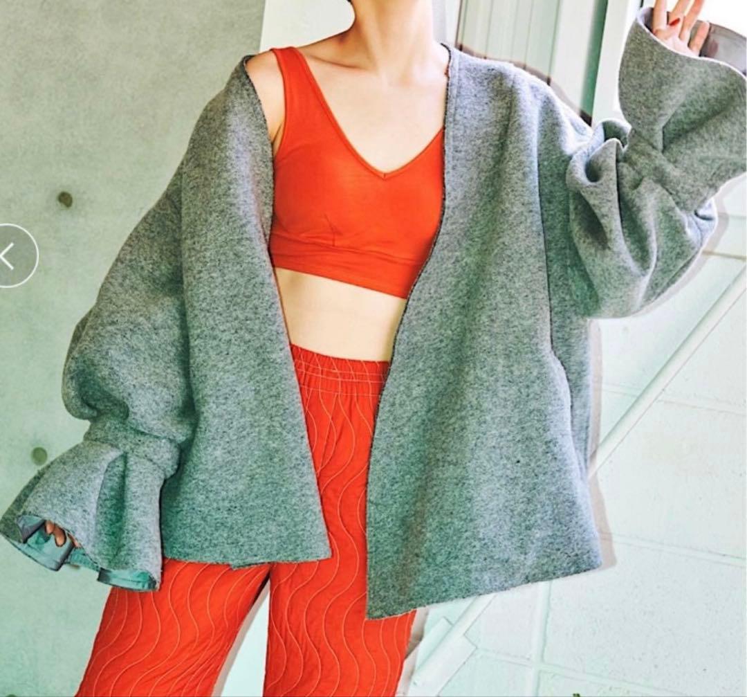 S様　ヌル　null. フラワースリーブ　ショート　ジャケット　グレー　コート