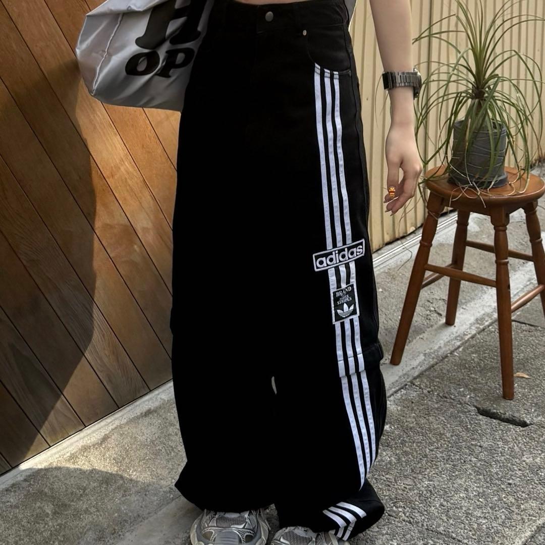 adidas 2-IN-1 デニムパンツ ブラック JD0082 アディブレイク