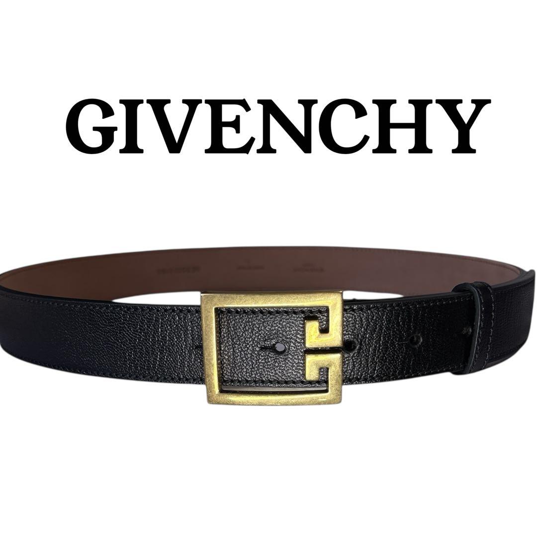GIVENCHY Gロゴバックル　ベルト　ゴールド　ブラック　イタリア製