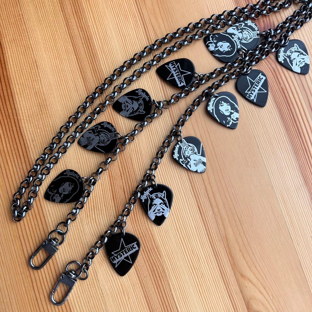 ヒステリックグラマー ギターピック マルチチェーン ブラック ウォレットチェーン