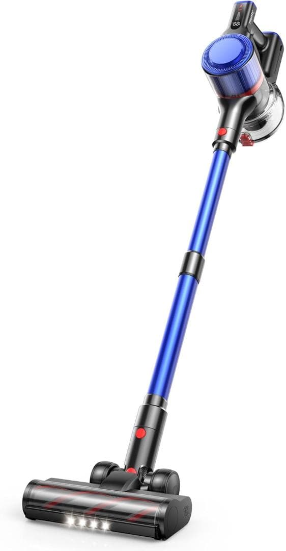 コードレス掃除機　絡まないヘッド　8重濾過　LEDランプ付き