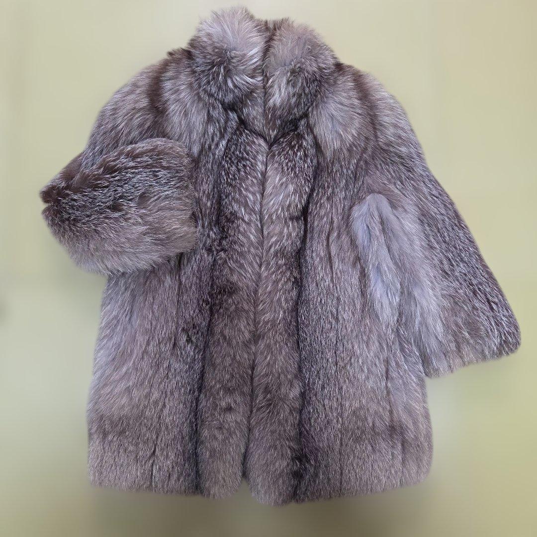 EMBA ファーコート 総丈81cm Lサイズ相当 ブルーフロストフォックス