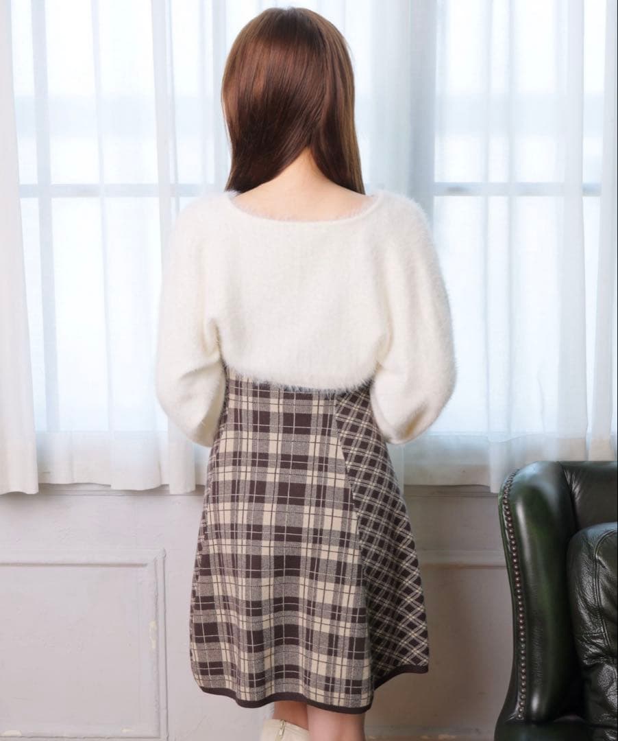 愛嬌♡ LIP SERVICE / フェザーチェックアンサンブルワンピース