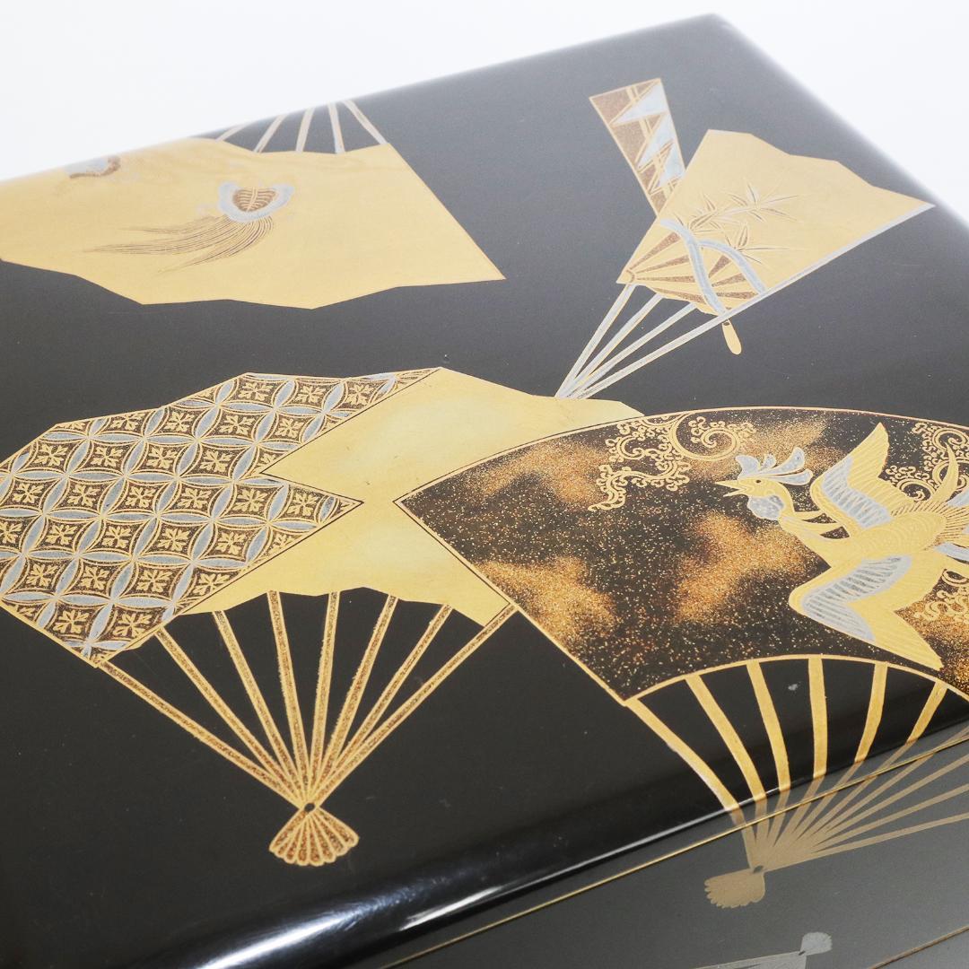 蒔絵 金蒔絵 重箱 4段 扇 漆 共箱