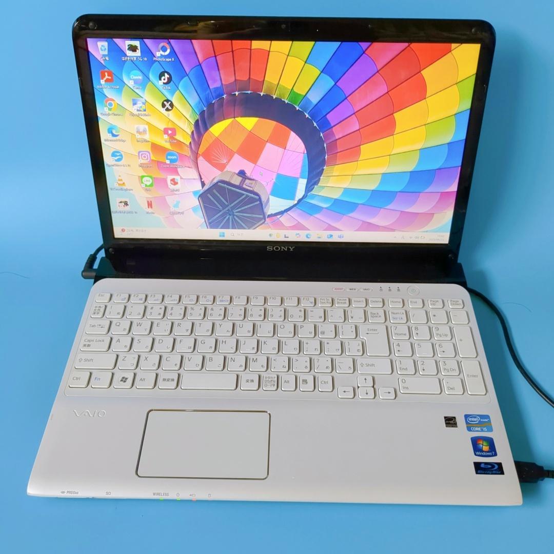 新品SSD爆速⭐ブルーレイ⭐カメラ付⭐VAIO✅すぐに使える✅白ノートパソコン