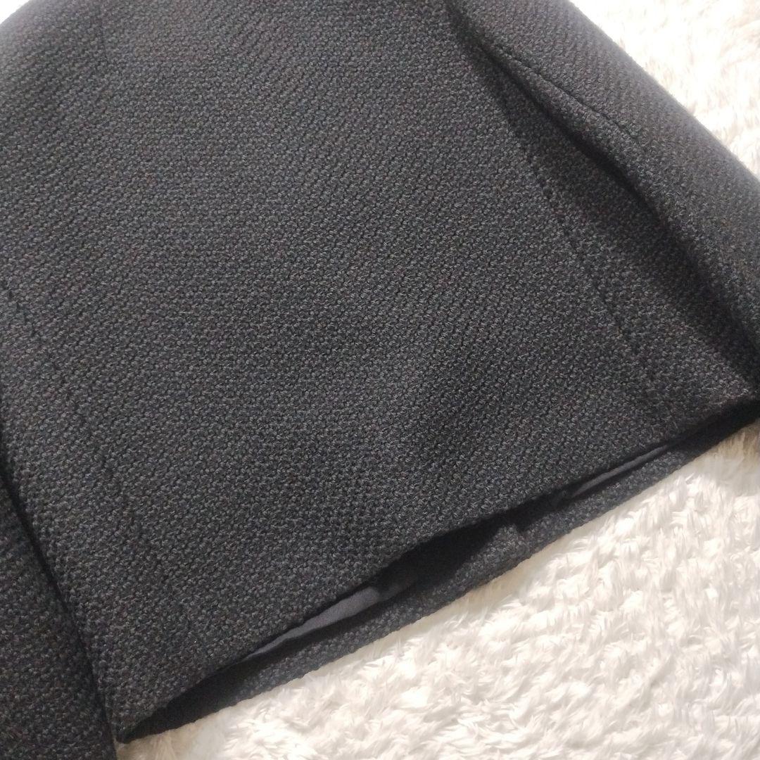 未使用級　23AW　セオリー　ノーカラーツイードジャケット　Ｌ　黒　クロップド丈
