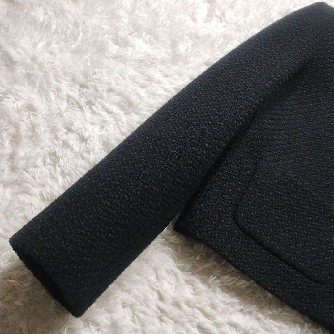 未使用級　23AW　セオリー　ノーカラーツイードジャケット　Ｌ　黒　クロップド丈