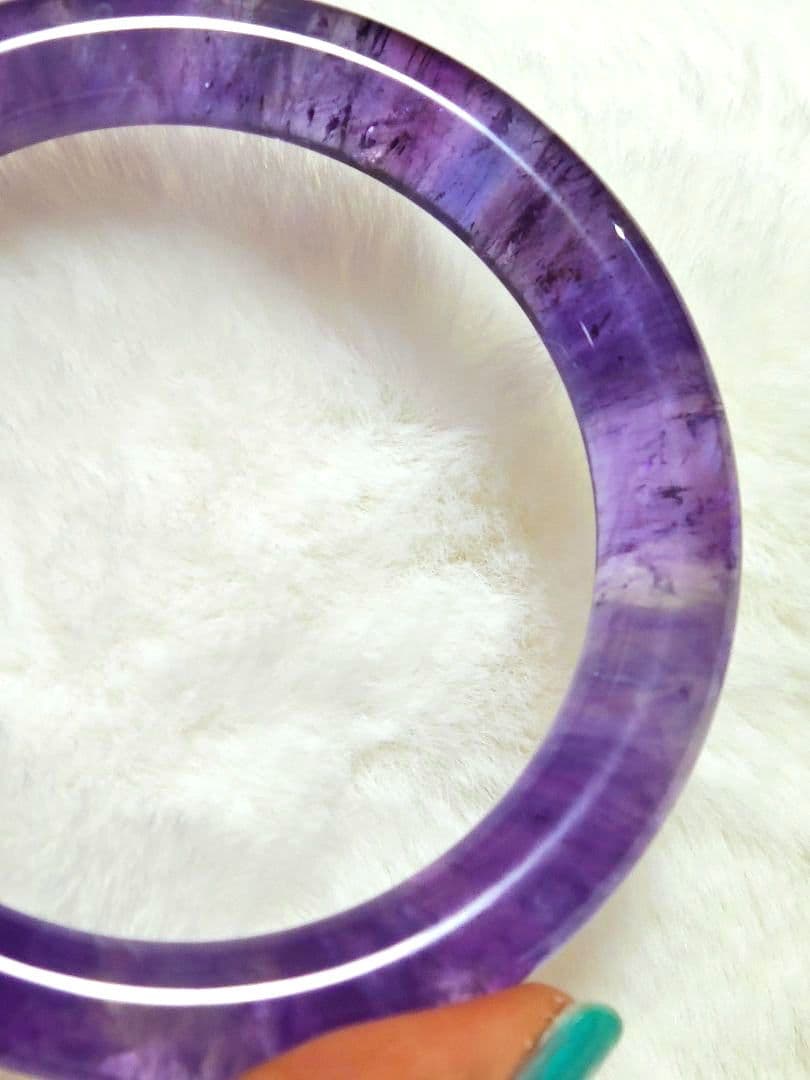 ​【極上の紫】天然石 アメジストバングル 希少 濃厚 2月誕生石 53.8㍉