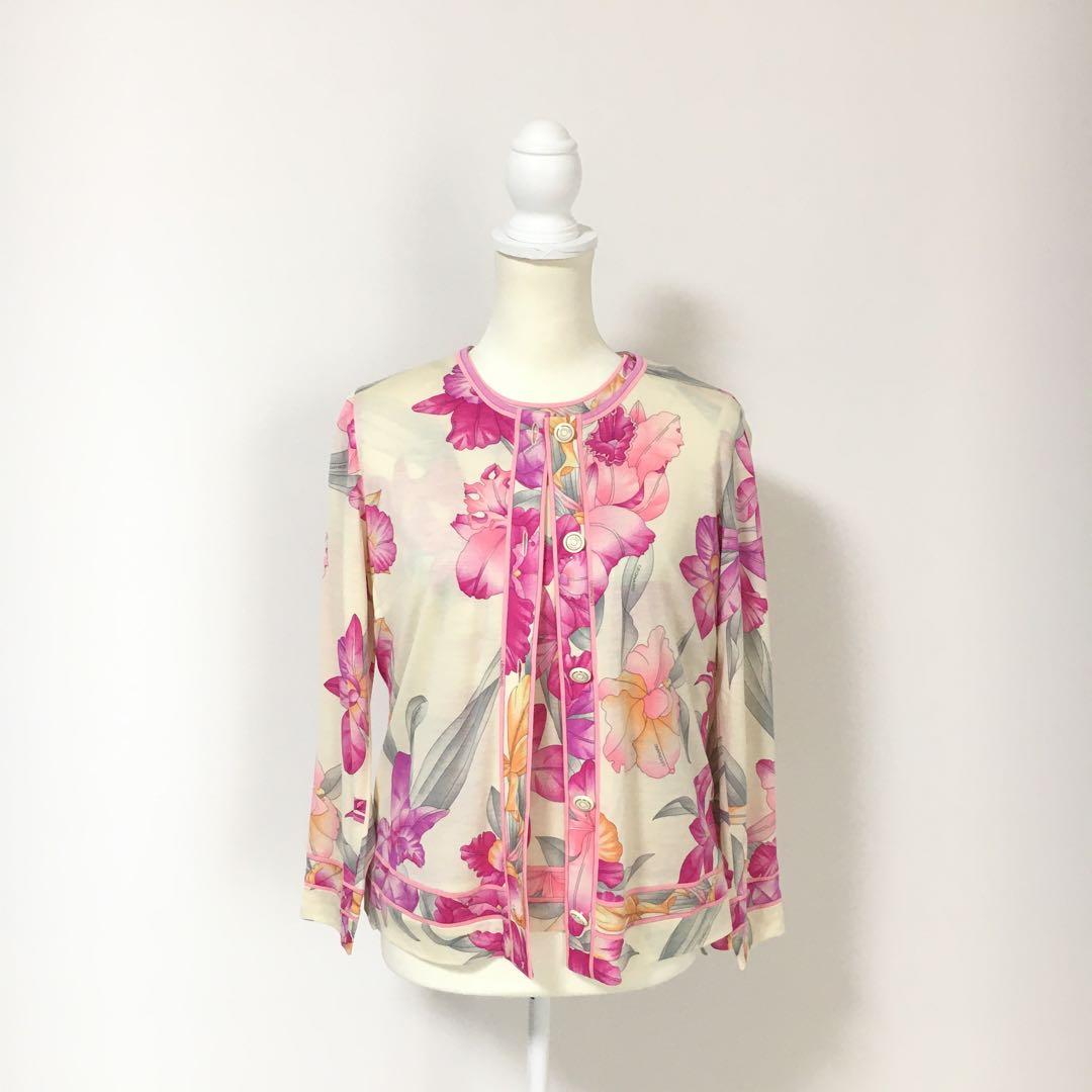 近年美品　LEONARD レオナール　シルクウール　アンサンブル　カーディガン