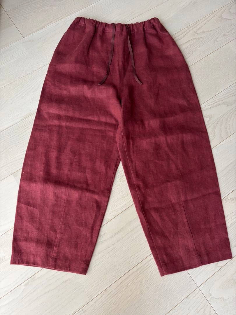 美品pot-pourriリネン 100%パンツ /ウエストゴム/紐付き日本製