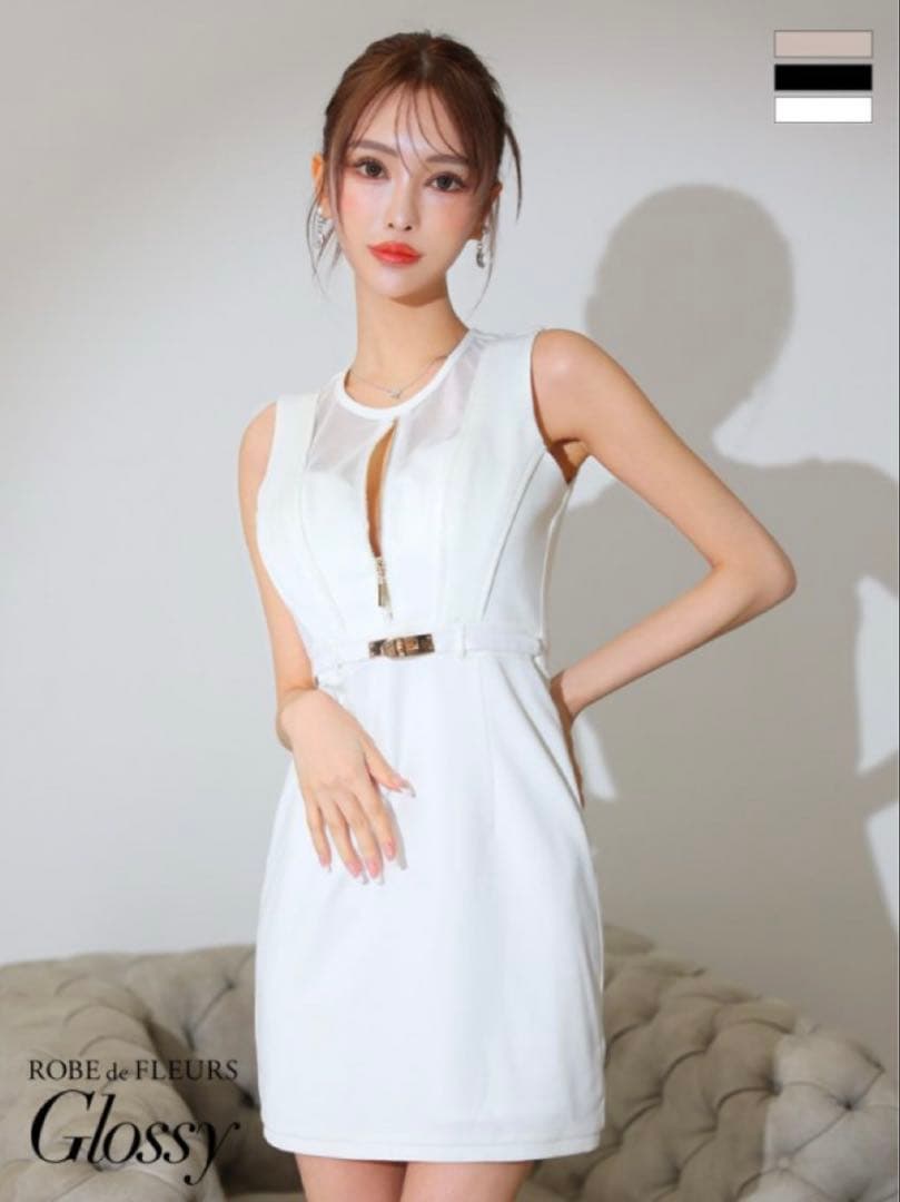 robe de fleurs glossy キャバドレス　M ホワイト　シュガー