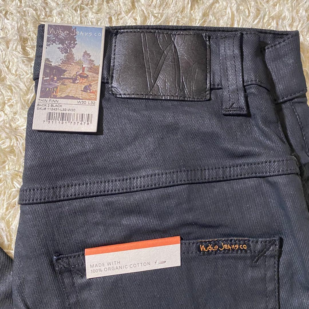 【新品】ヌーディージーンズ デニム THIN FINN 黒 W30 L32