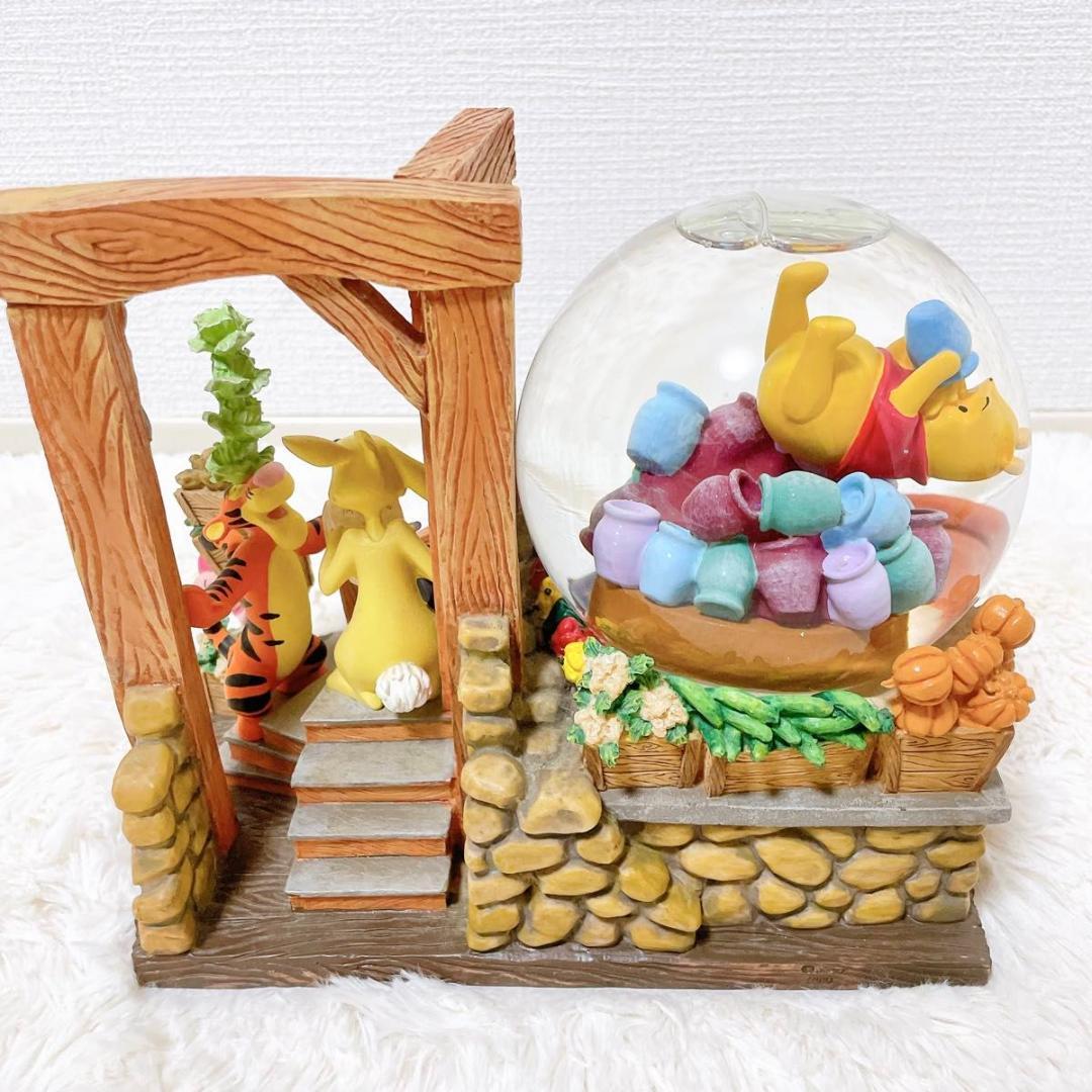 【希少】 ディズニー プーさん スノードーム 陶器 オルゴール 動作品