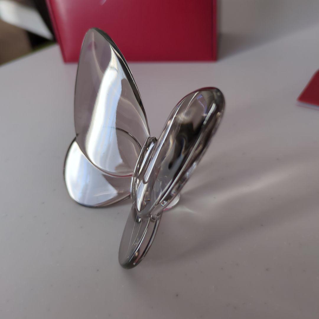 バカラ ラッキーバタフライ パピヨン グレー 置き物 クリスタル　置き物