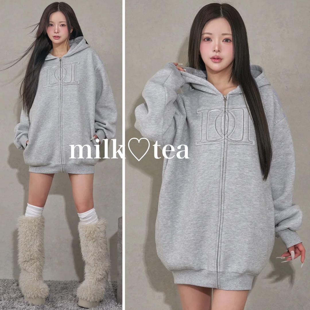 新品タグ付き ダーリッチ アップリケDDロゴパーカー グレー