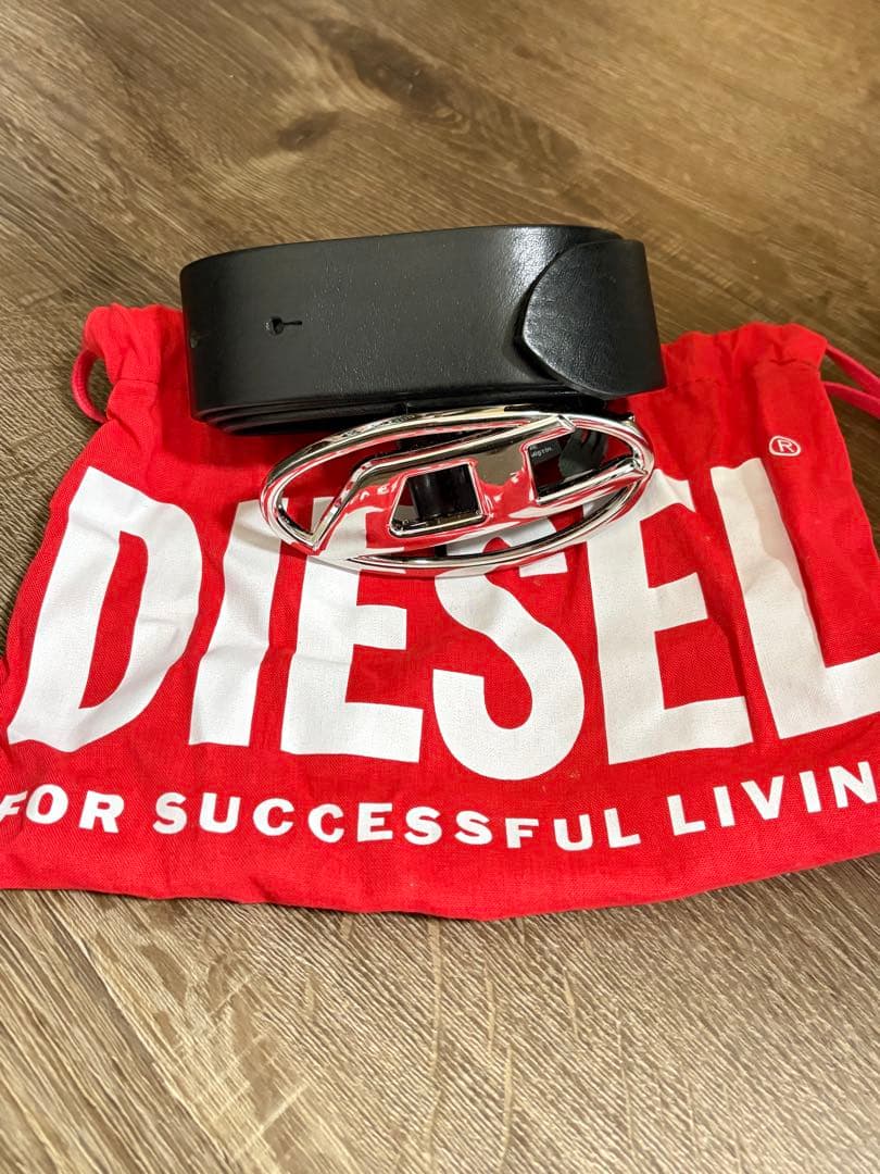 DIESEL 黒 ベルト 専用袋付き