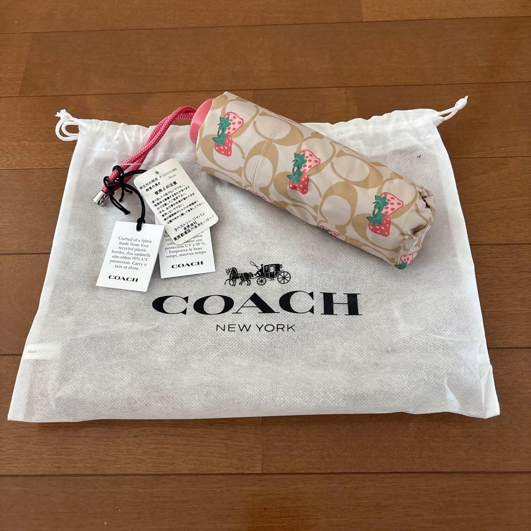 限定出品❣️ 新品　COACH コーチ　折りたたみ傘　ストロベリー　晴雨兼
