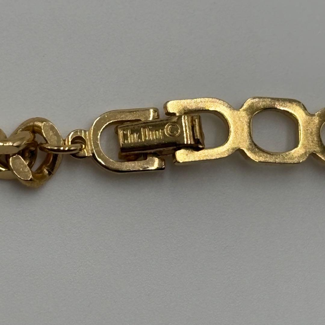 美品 ✨ クリスチャンディオール CDロゴ ラインストーン ネックレス ゴールド