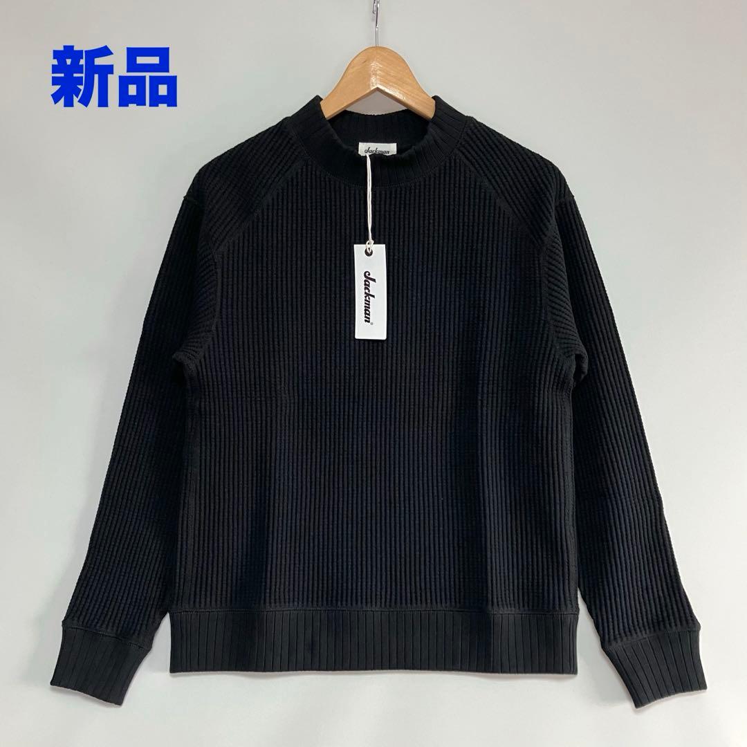 新品 Jackman ワッフルミッドネック ブラック Mサイズ JM7200
