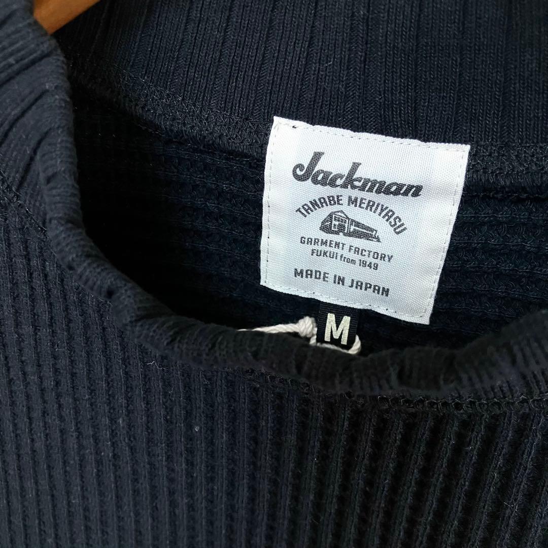 新品 Jackman ワッフルミッドネック ブラック Mサイズ JM7200