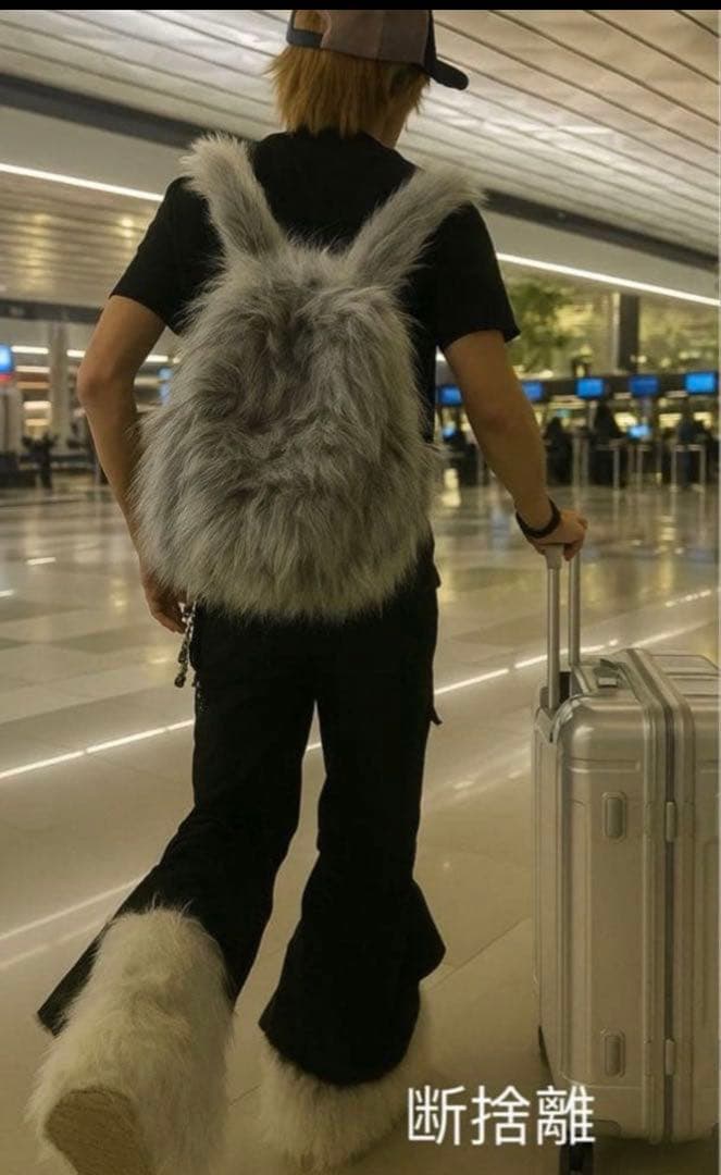 opium系　fur backpack ファー リュックグレー 毛皮リュック