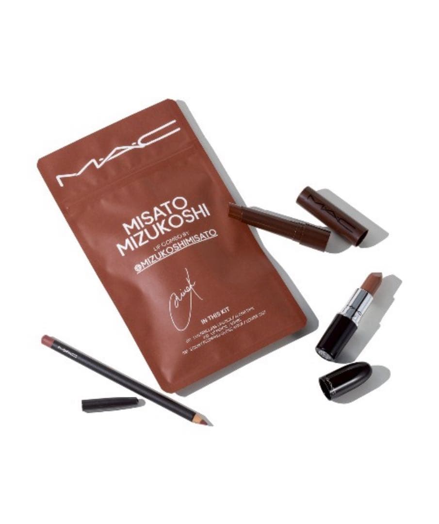 MAC 水越みさと リップ コンボ ブラウン リップガラス 限定 フォトカード付