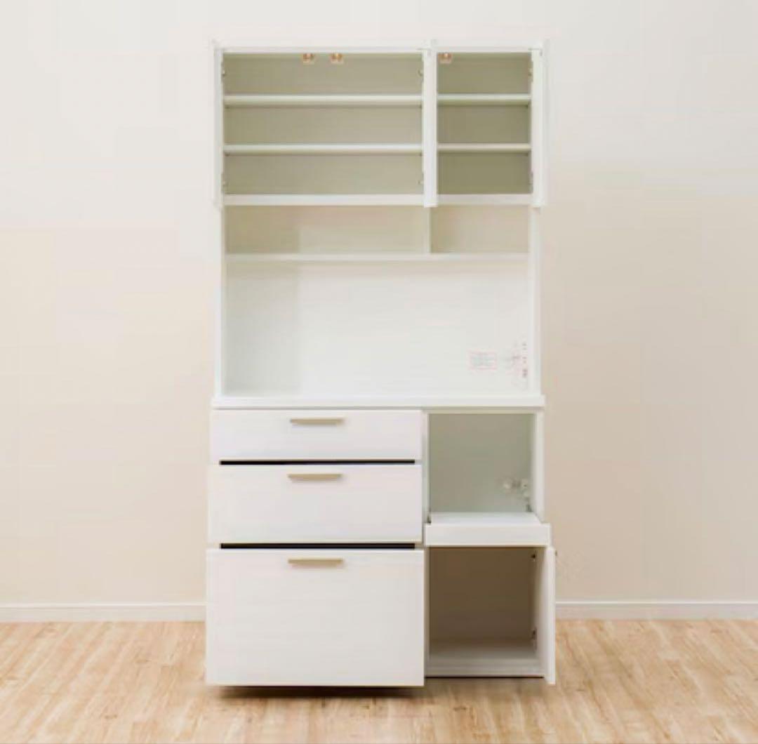 7月まで限定価格！「美品」ニトリ　ホワイト キッチン収納 食器棚 幅100cm