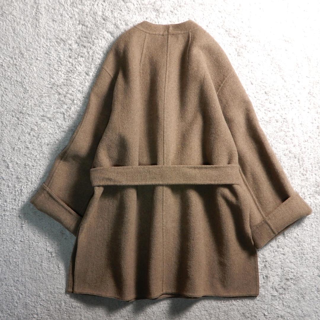 ミラオーウェン ウールブレンド ウエストリボン リバー コート F