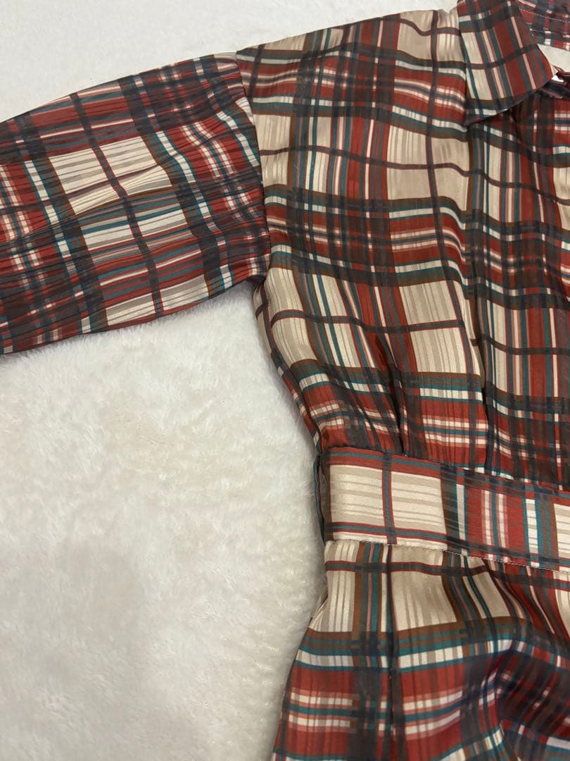 AMERI 夏帆さん着用　チェック　フレア　ロングワンピース　長袖　アメリ