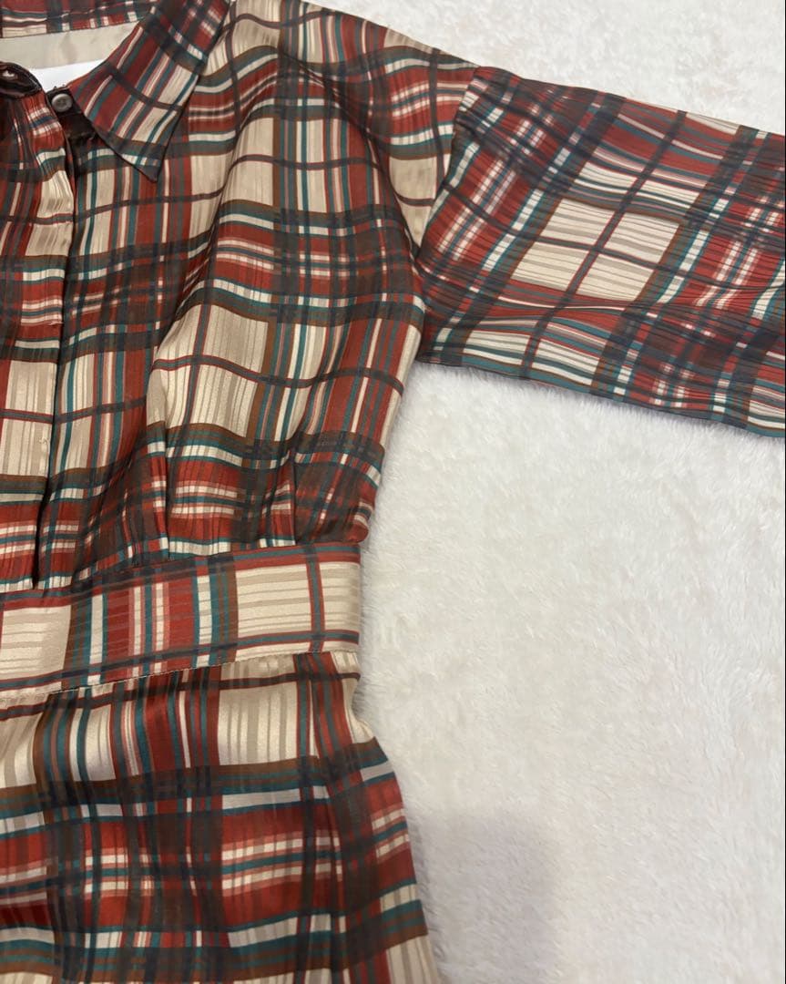 AMERI 夏帆さん着用　チェック　フレア　ロングワンピース　長袖　アメリ