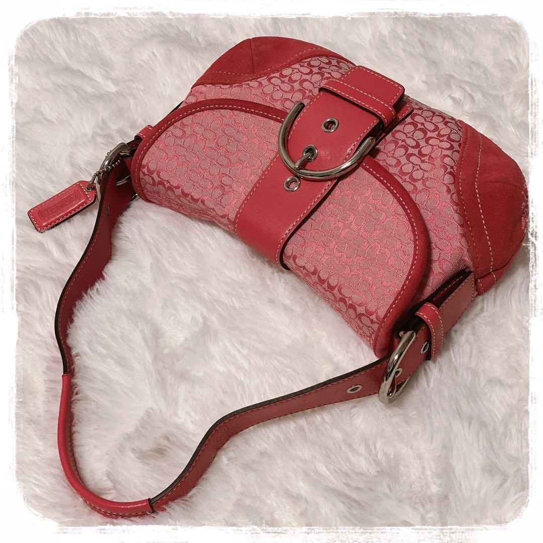 希少レア✧︎*。COACH SOHO ミニシグネチャーワンショルダーバッグ ピンク