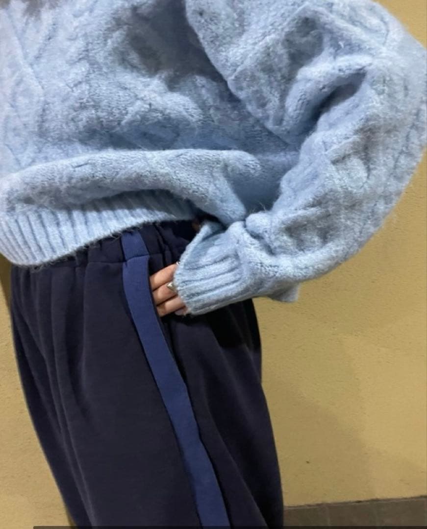 papier Prime line pants /navy×blue