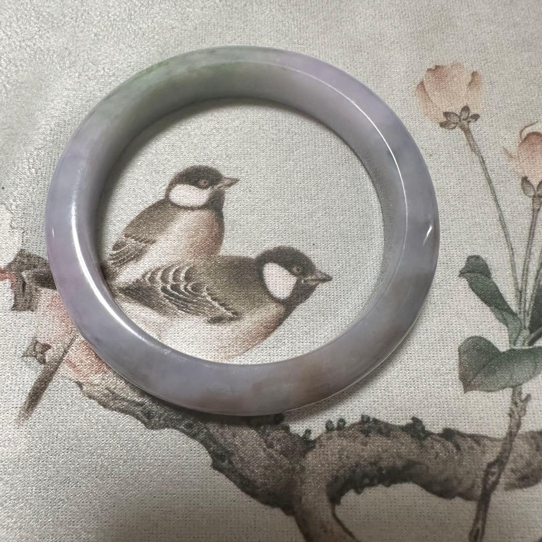 天然ミャンマー産翡翠（A貨）　深ラベンダー×淡グリーン 翡翠バングル