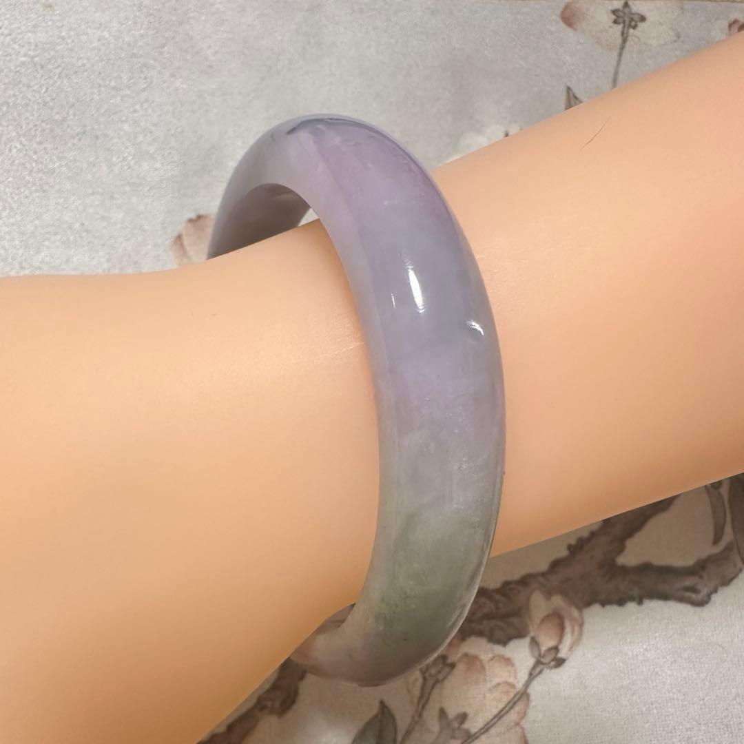 天然ミャンマー産翡翠（A貨）　深ラベンダー×淡グリーン 翡翠バングル