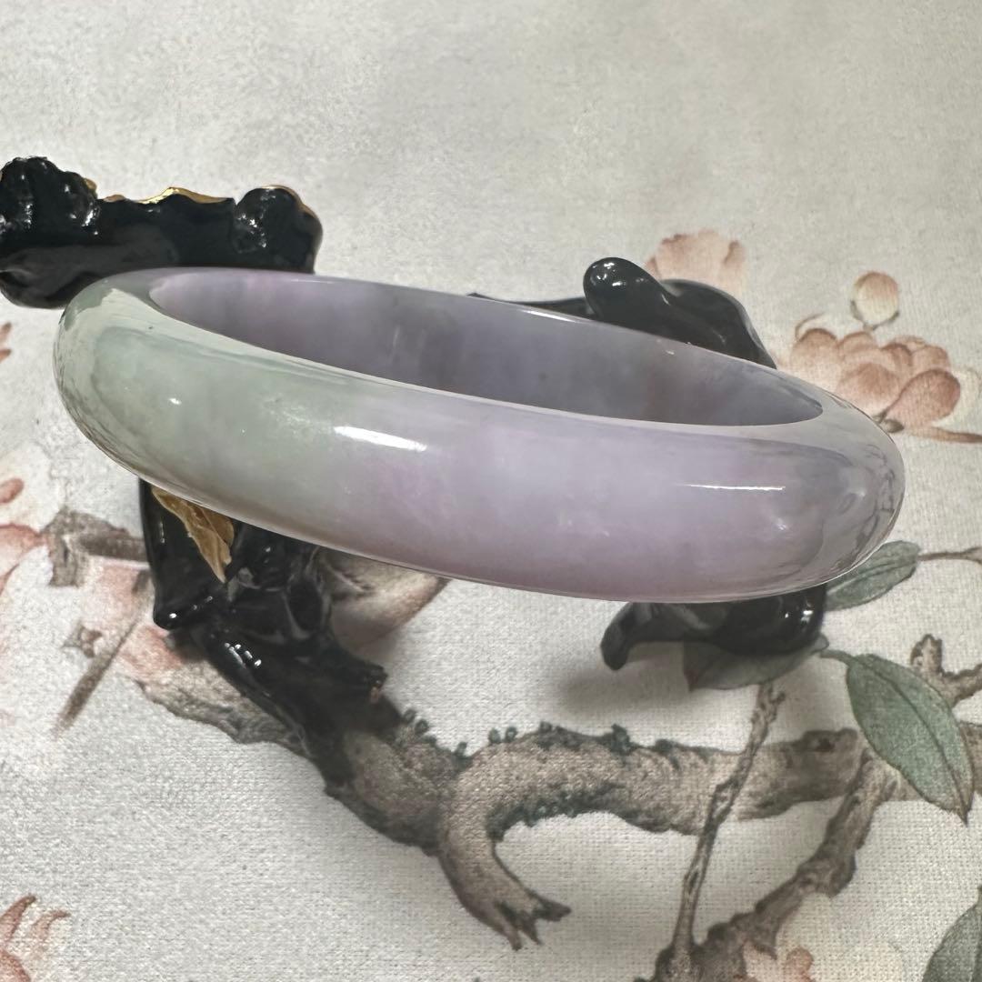 天然ミャンマー産翡翠（A貨）　深ラベンダー×淡グリーン 翡翠バングル