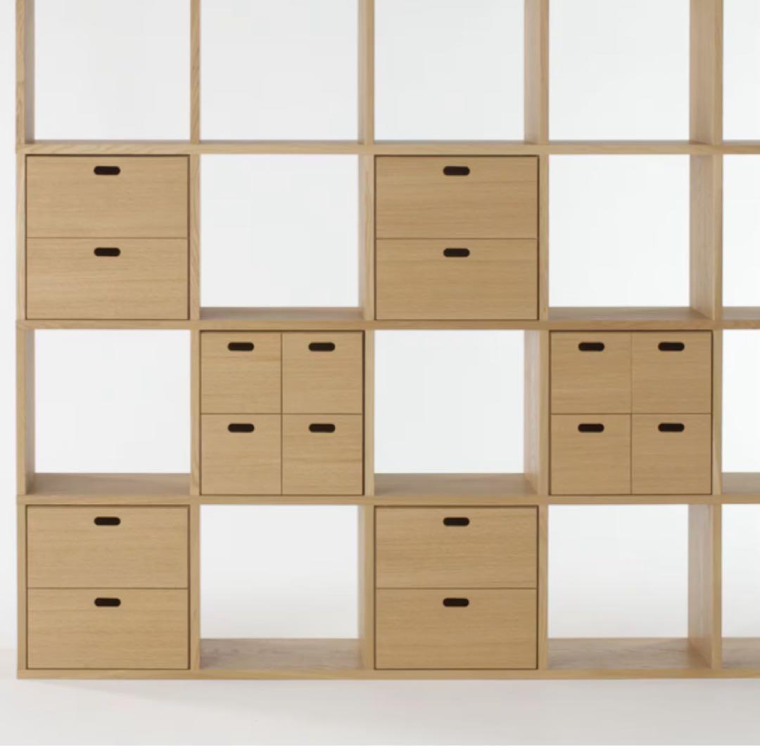 ⭐️超美品⭐️チェスト３個付き⭐️無印⭐️スタッキングシェルフ⭐️３段×２列・オーク材