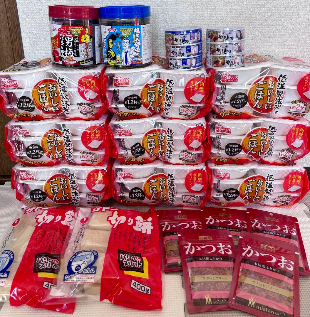 低温製法米のおいしいごはん　味付け海苔　サトウの切り餅　やきとり缶他　まとめ売り
