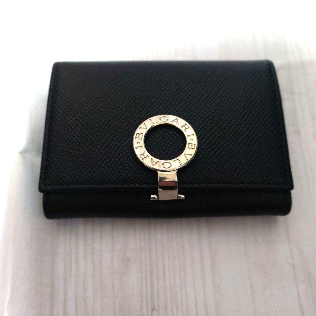 ブルガリ 名刺入れ カードケース ロゴクリップ レザー ブラック ビジネス