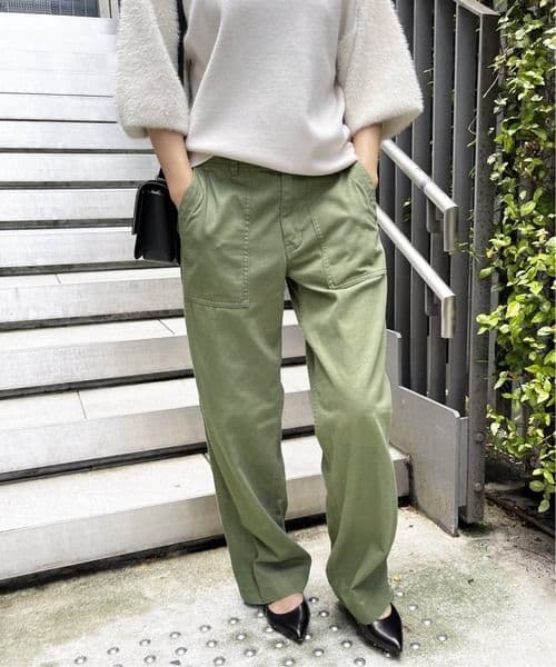 スピックアンドスパン ルーズベイカーパンツ カーキ 36サイズ