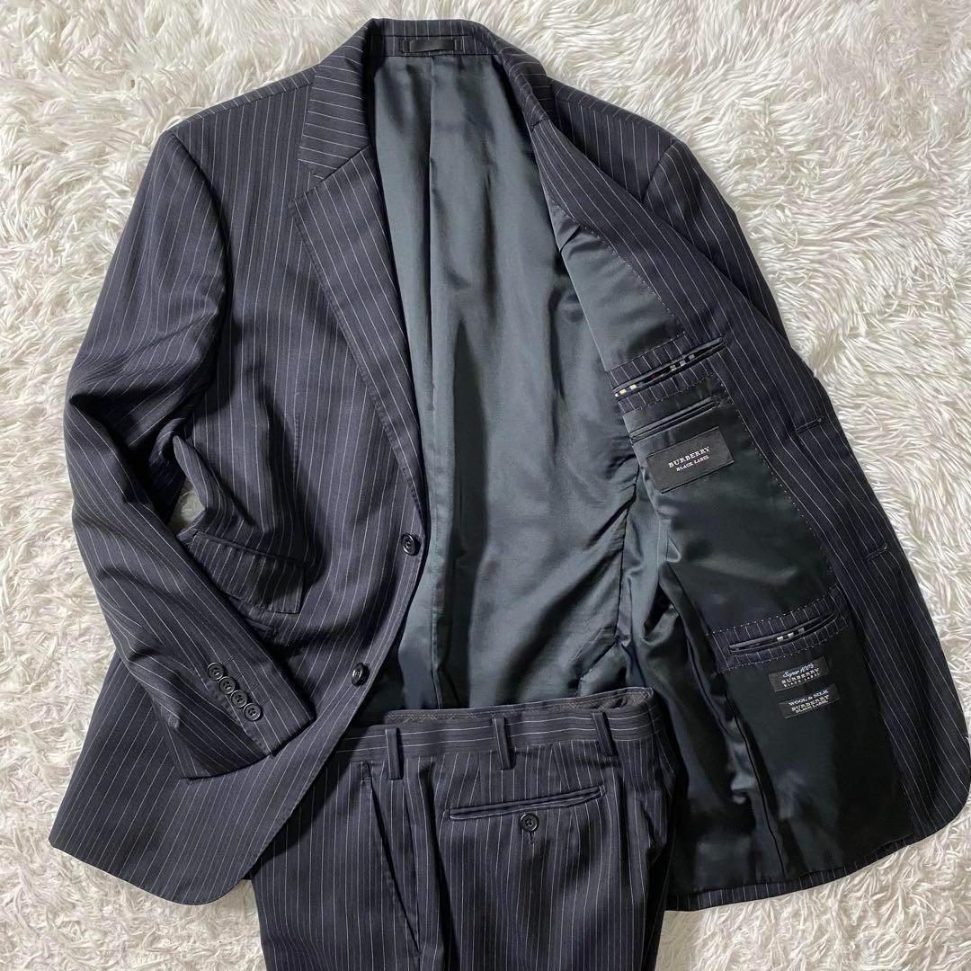 【極美品】バーバリーブラックレーベル　セットアップスーツ　通年ウール　シルク混