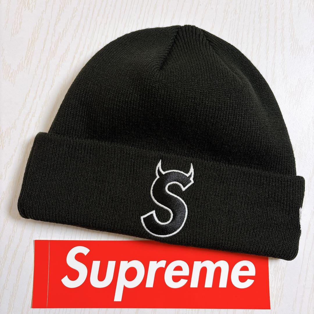 Supreme NEW ERA ツノ　デビル　Sロゴ ニット帽　ブラック　黒