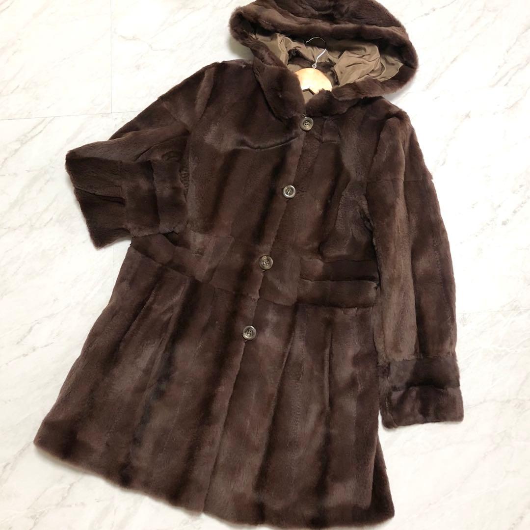 美品✨バルマン シェアードウィーゼル リバーシブル フーデットコート 本毛皮