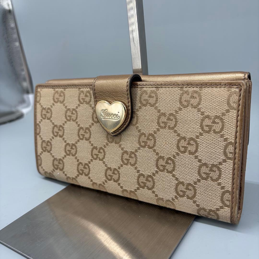 Gucci GGパターン 長財布 ベージュ/ゴールド