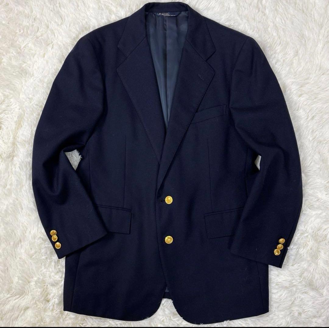 美品✨ポロ ラルフローレン 紺ブレ 金ボタン ジャケット 2B T17