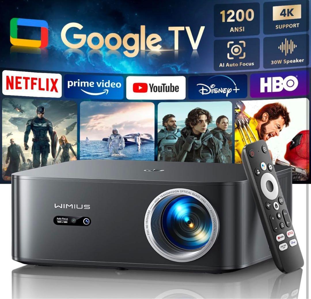 WIMIUS K13 プロジェクター 公式Google TV搭載 HDMI