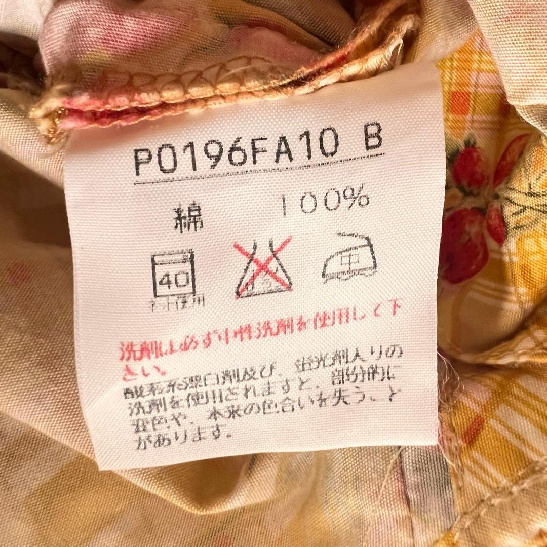 美品 ピンクハウス 苺ブーケ チェック柄 ワンピース サテンリボン はしごレース