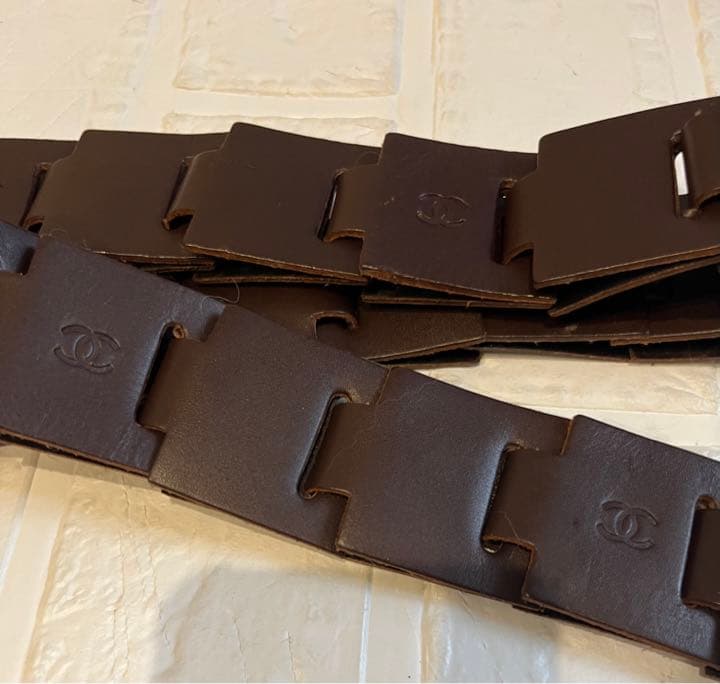 ヴィンテージ☆シャネル　ロゴ　レザー　チェーンベルト　ココマーク　レザー革　レア
